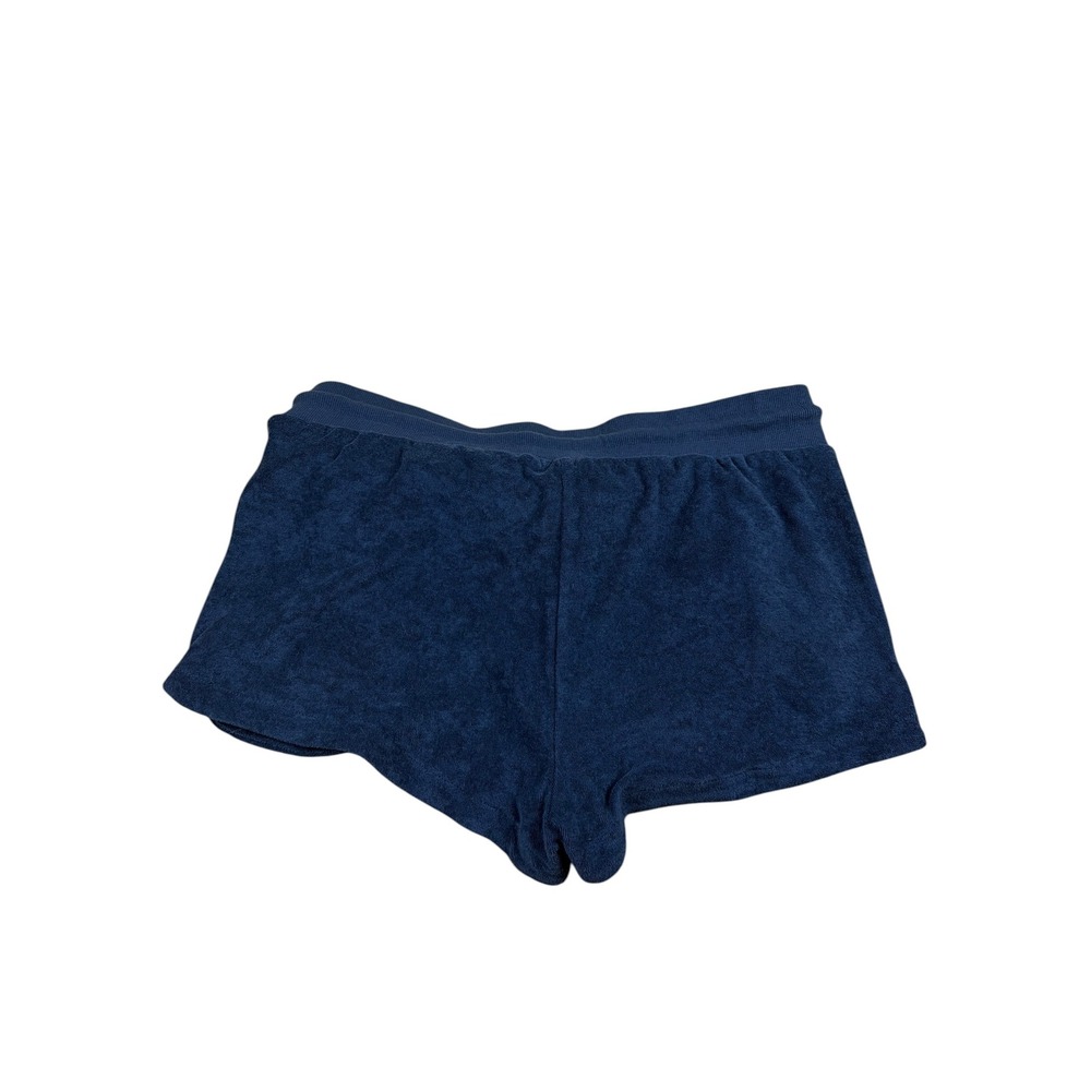 FP Movement Free People Navy Blue Terry Cloth Athletic Shorts White Stripes L - Picture 2 of 3